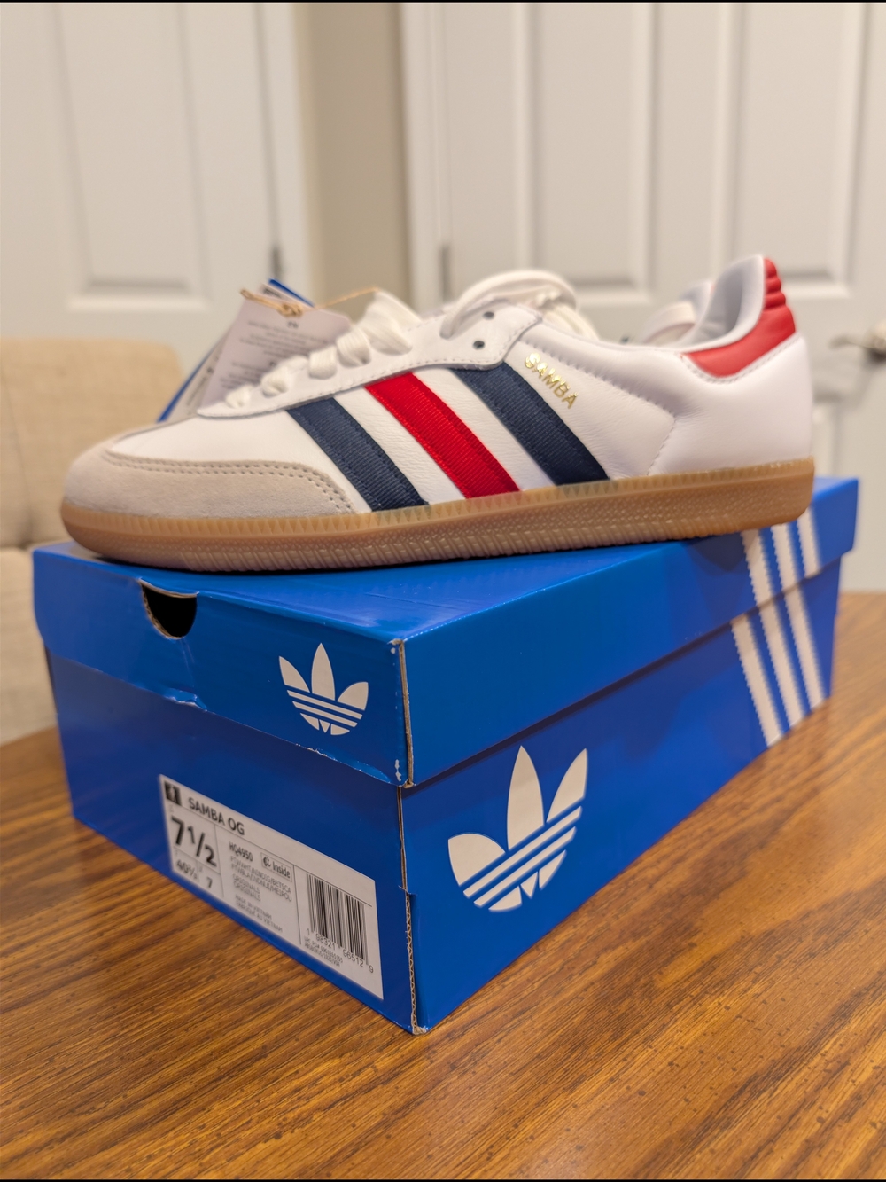 Adidas Samba OG FIFA World Cup Leather Sneaker - White / Navy / Red